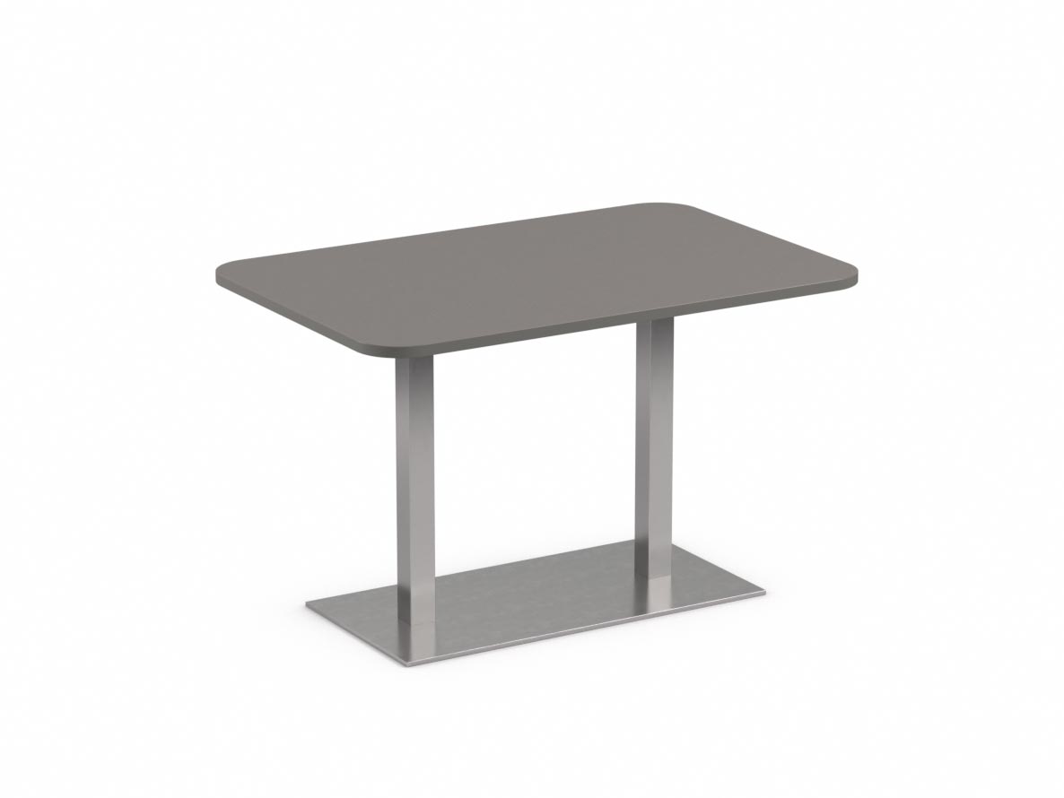 DREVONA09 Stôl do kaviarne 120 x 80 šedý + nerez podnož REA FLAT 6