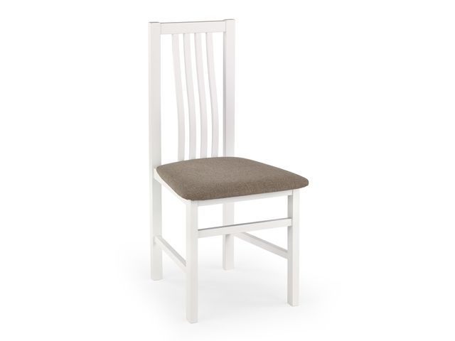 Biela jedálenská stolička drevená s béžovým čalúnením PAVEL Inari 23