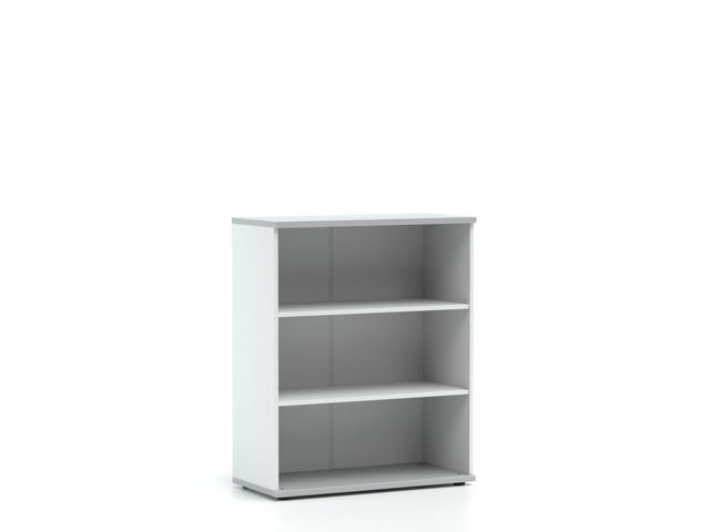 Kancelárska skrinka otvorená stredná LUTZ, šedá + biela