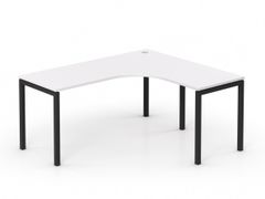 Rohový stôl biely RP-SRK-1600 | čierne nohy
