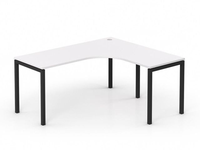 Rohový stôl biely RP-SRK-1600 | čierne nohy