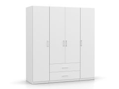 Šatníková skriňa 4-dverová so zásuvkami biela BASIC 4DV 2ZAS